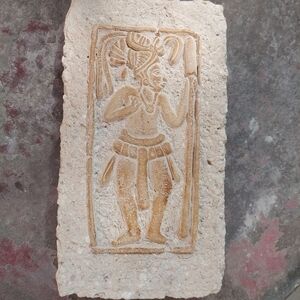 Yucatan Stone Warrior Carving